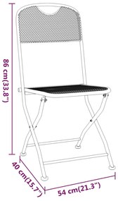 Set mobilier gradina 5 piese antracit plasa metalica expandata Lungime masa 60 cm, 5