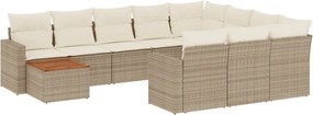 vidaXL Set canapele de grădină cu perne, 11 piese, bej, poliratan