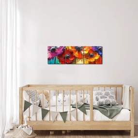 Tablou - Cinci flori colorate (cu ceas) (90x30 cm)
