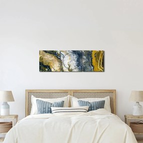 Tablou - Abstract auriu (cu ceas) (90x30 cm)