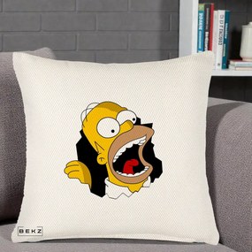 Perna Personalizata Homer Simpson Surpriza, 40x40 cm, Crem Reliefat, Husa Detasabila, Perna Inclusa, BEKZ®