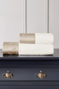 Set prosop și prosop de corp COLIBRI, 2 buc Alb – Broderie bej Set (prosop 50x100cm, prosop de corp 75x150cm)