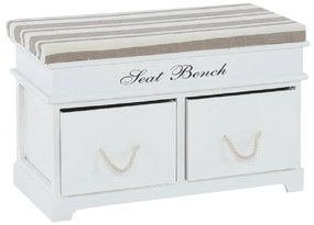 Bancă cu pernă, 2 sertare, alb/maro deschis, SEAT BENCH 1 NEW