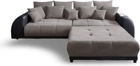 Canapea extensibilă dumonde cu 2 lăzi de depozitare si sezut confortabil din spuma high-density, Verona Magma Black 310x100 cm cu taburet inclus