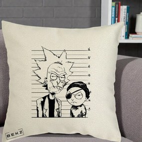Perna Personalizata Rick si Morty Dosar, 40x40 cm, Ecru, Husa Detasabila, Perna Inclusa, BEKZ®
