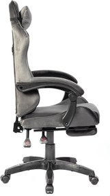 RESIGILAT- Scaun gaming, masaj în perna lombară, suport picioare, textil, Gri