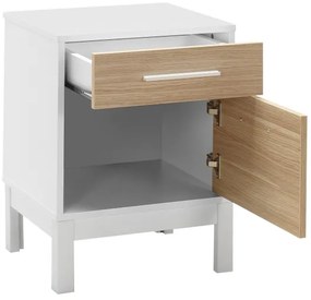 Noptieră 60x45 cm alb/maro