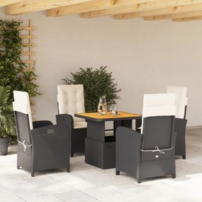 3277314 vidaXL Set mobilier de grădină cu perne, 5 piese, negru, poliratan