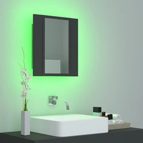 Dulap de baie cu oglinda  LED, gri, 40x12x45 cm Gri