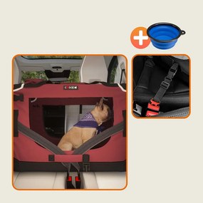 Cadoca Geantă de transport pentru câini și pisici ELI, 60x42x42cm, roșu închis