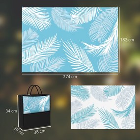 Outsunny Covor outdoor reversibil robust rezistent la intemperii cu geantă de transport ancore pentru sol 274 x 182 cm Hellblau+Weiß | Aosom Romania