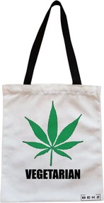 Sacosa de Panza pentru Cumparaturi, Geanta Tote, model Vegetarian, Cu fermoar, 38x34.5 cm, Alba, BEKZ®