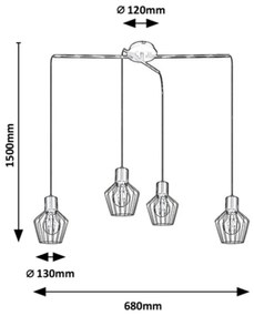 Lustra suspendata metal stil industrial Belano 4L