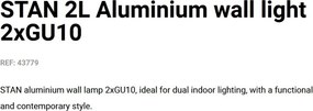 Aplica perete ambientala design modern STAN 2L aluminiu/negru