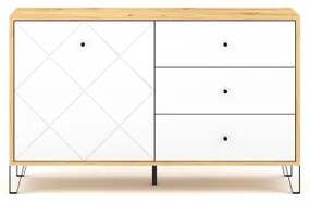 Comodă SULA, stejar artisan/albă