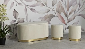 Mauro Ferretti Banca Cu Depozitare Și Taburet Shopy Crem Set 3 Bucăți Cm 80X37X42-29X33 | Aosom Romania