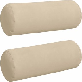 vidaXL Perne Bolster 2 pcs Crem Ø 25 x 70 cm Țesătură din microfibră