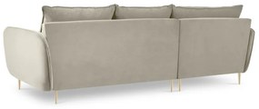 Coltar tapitat Vienna 5 locuri velvet/picioare gold – L255 x l170 x h95