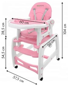 Scaun de masa 3 in 1 Ecotoys HC-223 Roz