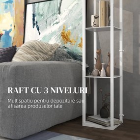 Homcom Lampa Pom 160 cm – Negru cu Rafturi pe 3 Niveluri | Aosom Romania