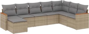 vidaXL Set canapele de grădină, 8 piese, cu perne, bej, poliratan