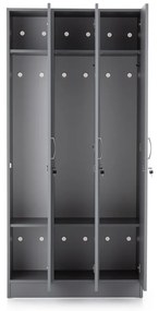 Dulap din lemn Visio LUX - 3 compartimente, 90 x 42 x 190 cm, gri