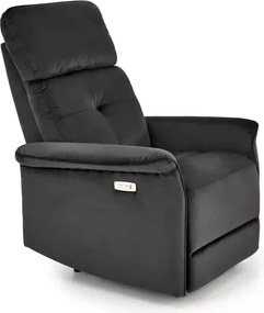 Fotoliu rabatabil SEMIR, stofa catifelata negru- Bluvel 19, 80x90/170x