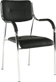 Scaun ILHAM, negru/crom, piele ecologica/metal, 52x55x85 cm