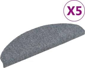 vidaXL Covorașe pentru scări autoadezive, 5 buc., 65x21x4 cm, gri deschis, semirotunde, mari