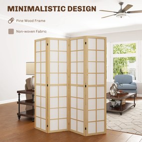 HOMCOM Paravan cu 4 Panouri Pliabile, Separator de Camere Autoportant, Ecran de Intimitate Interior pentru Sufragerie, Dormitor, 160 x 170cm | Aosom Romania