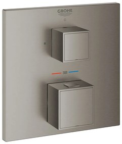 Baterie dus incastrata Grohe Grohtherm Cube termostatata antracit periat Hard Graphite fara corp ingropat