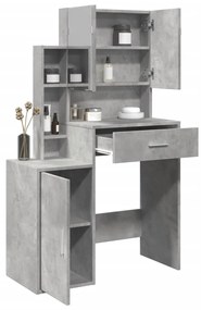 vidaXL Masă de toaletă cu dulap, gri beton, 80x35x132 cm