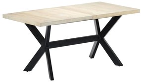 vidaXL Masă de bucătărie, alb, 160x80x75 cm, lemn masiv de mango