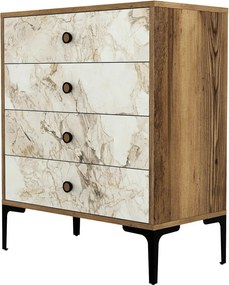 Comoda LIZBON 538, alb cu efect de marmura/nuc/negru, PAL melaminat, 7