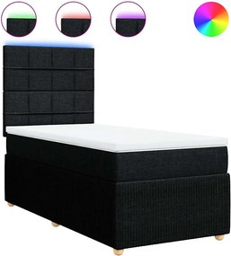vidaXL Pat box spring cu saltea, negru, 90x190 cm, textil
