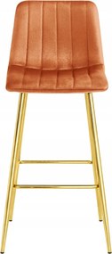 Scaun de bar POZZA VELVET cu picioare aurii, teracota