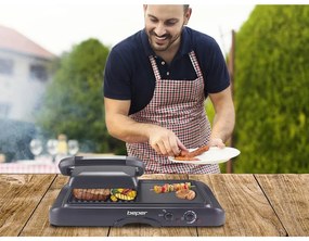 Resigilat: Gratar electric multifunctional Beper P101TOS501, 3in1, 1600W, Acoperire antiaderenta, Negru