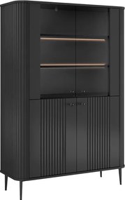 Vitrină cu patru uși Vesper 103 cm - negru / picioare negre