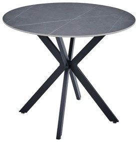 Masa rotunda Talia marmura gri/negru - ø90 / h75 cm
