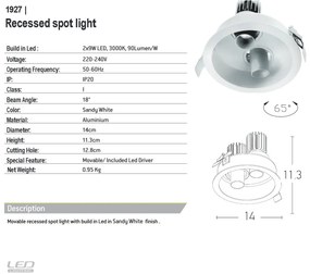 Corp incastrabil cu 2 mini spoturi LED mobile Trimless alb