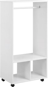 HOMCOM Cuier cu Bară din Aluminiu și 2 Rafturi Deschise, 60x40x128 cm, Alb | Aosom Romania