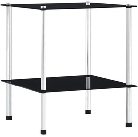 vidaXL Raft cu 2 niveluri, negru, 40 x 40 x 47 cm, sticlă securizată