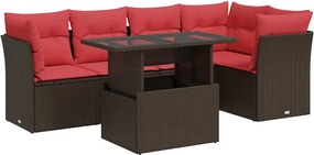 vidaXL Set canapele de grădină cu perne, 6 piese, maro, poliratan