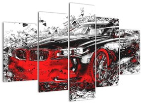 Tablou - Mașina pictată în acțiune (150x105 cm)