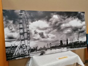 Tablou unic Londra și râul Tamisa în alb-negru