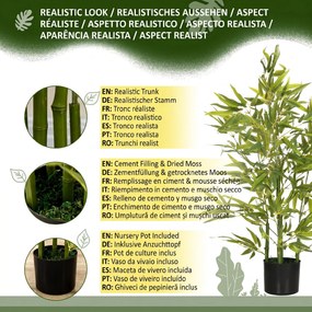 HOMCOM Plantă Artificială de Bambus Înaltă de 90 cm cu 504 Frunze din PEVA și PP Verde cu Ghiveci de Ciment Ø15x12.5 cm | Aosom Romania