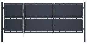 vidaXL Poartă de grădină, antracit, 350 x 125 cm, oțel