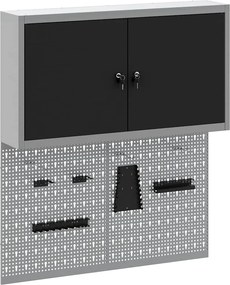 vidaXL Set dulap de unelte 3 pcs Negru Oțel vopsit electrostatic