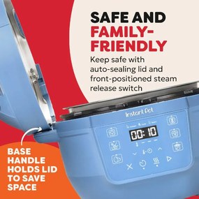 Multicooker Instant Pot Classic Mini 140800701, 800 W, 3,8 l, 7 programe, Butoane „Favorite”, Ecran LCD, Otel inoxidabil, Albastru