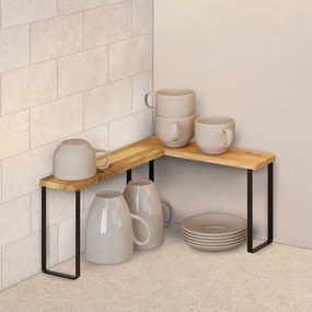 Rafturi suplimentare negre-mate/în culoare naturală 2 buc. din lemn 27x8 cm York – Metaltex